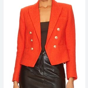 L'AGENCE Red Double-Breasted Blazer